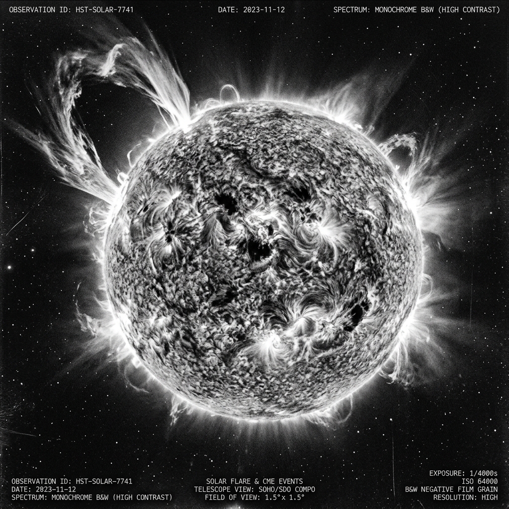 Sun with solar flares