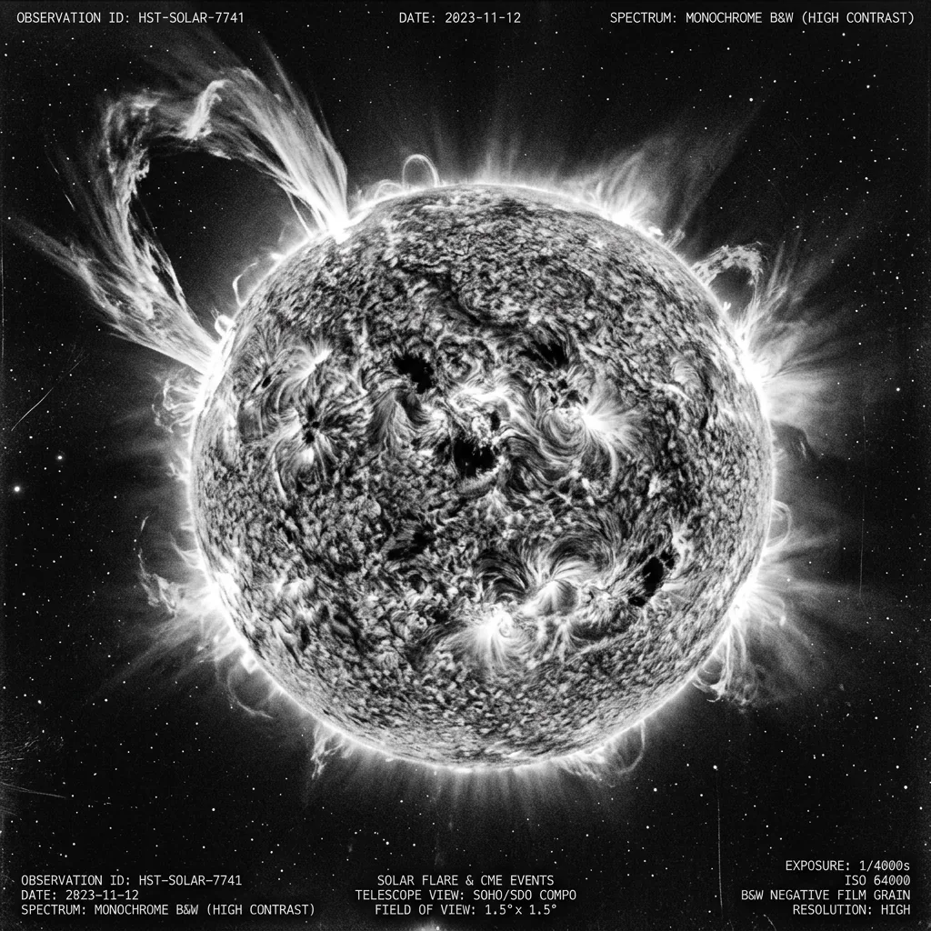 Sun with solar flares